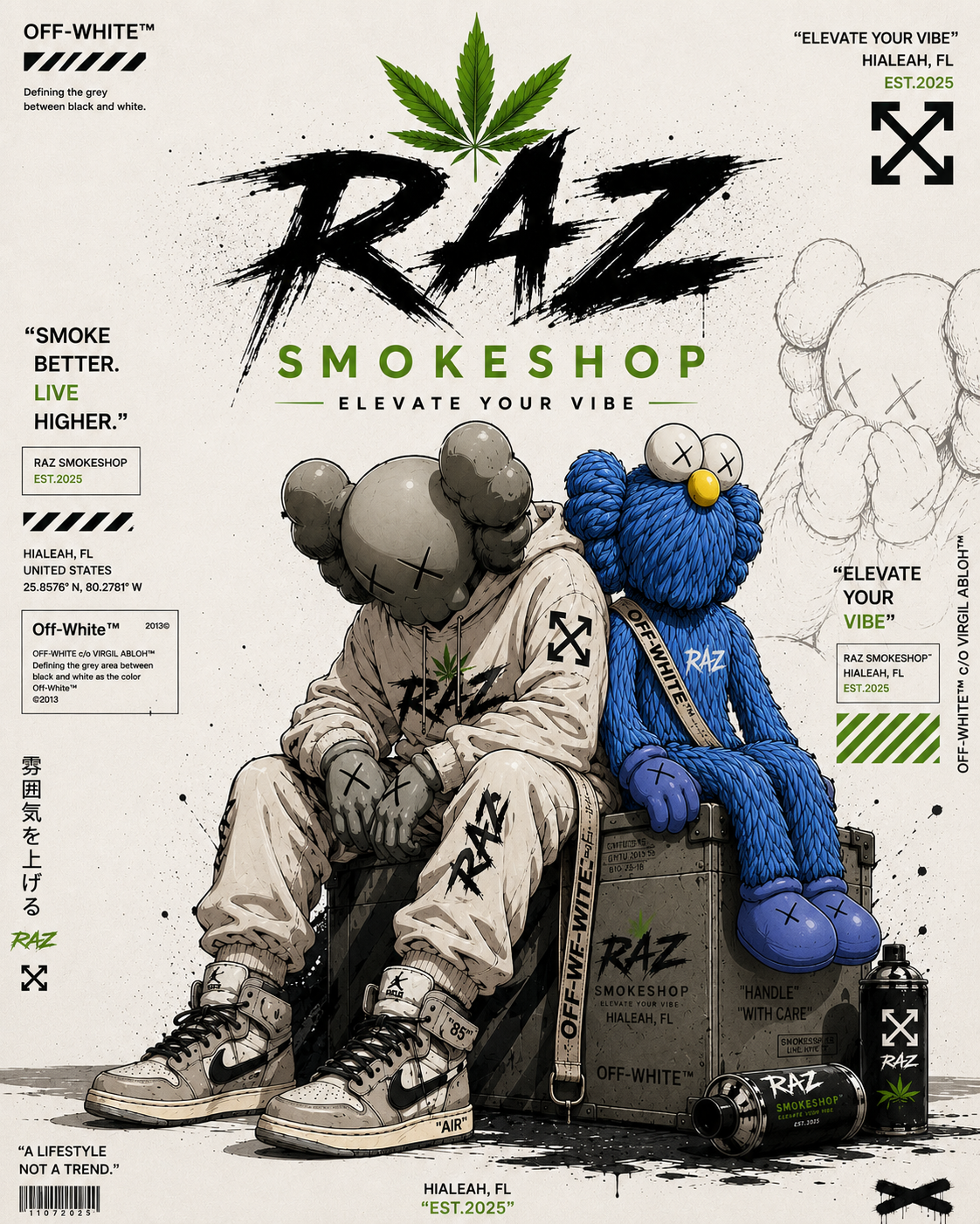 RAZ artwork featuring two streetwear characters beneath the RAZ logo
